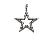 Load image into Gallery viewer, CZ Fully Micro Pave Five Star Pendant, Antique Silver Tone, Clear Cubic Zirconia Big Pave Star Charm Pendant, 39x40mm,sku#F983