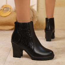 Load image into Gallery viewer, Women's Chunky Heel Back Zipper Ankle Boots | Round Toe Block Heel Shoes