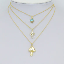 Load image into Gallery viewer, CZ Gold Love Cross Mushroom Jellyfish Dragonfly Charm Pendant,Sku#LD748