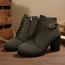 Load image into Gallery viewer, Women's Cross-Tie Chunky-Heel Ankle Boots | Block Heel Lace-Up Booties