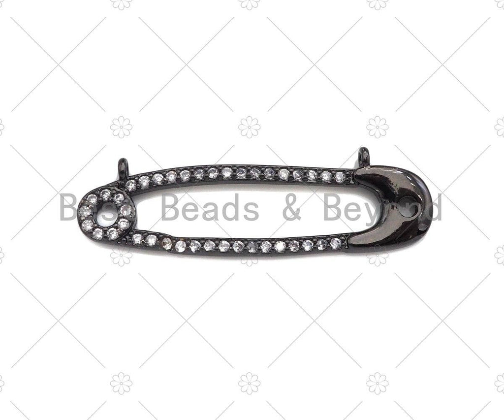 CZ Micro Pave Safety Pin Shape Pendant,sku#L282