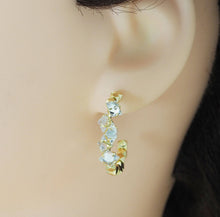 Load image into Gallery viewer, Gold Silver Crystal Diamond cut Ball Hoop Earrings, Sku#LX474c