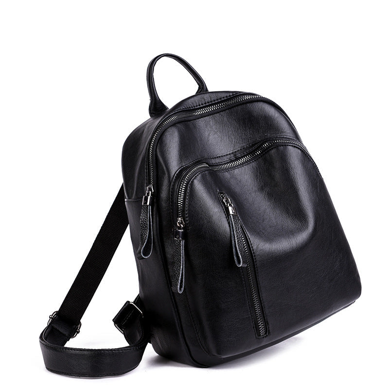 Women's Korean Fashion PU Leather Backpack | Casual Travel Daypack with Multiple Compartments