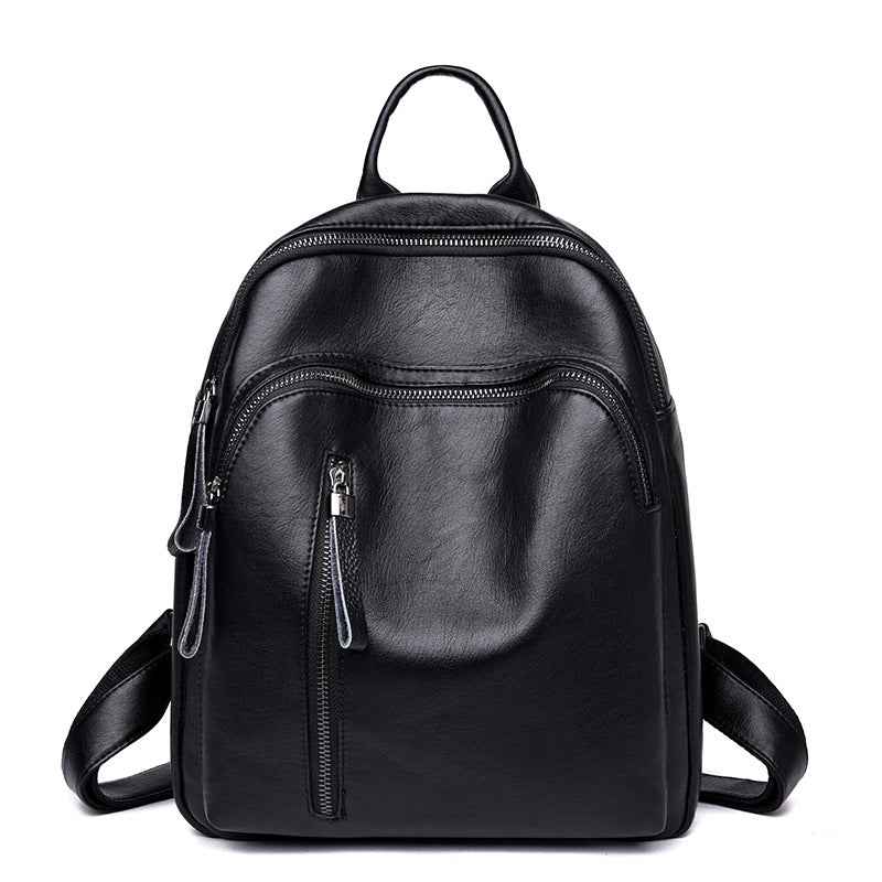 Women's Korean Fashion PU Leather Backpack | Casual Travel Daypack with Multiple Compartments