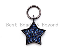 Load image into Gallery viewer, CZ Micro Pave 13x11mm Star Pendant/Charm, Cubic Zirconia Pendant/Charm, Green Black Red Blue Star Jewelry Findings, 1pc/2pcs, sku#F218/BY017