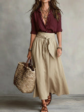 Load image into Gallery viewer, Button-Down Shirt &amp; Straight Skirt Two-Piece Set