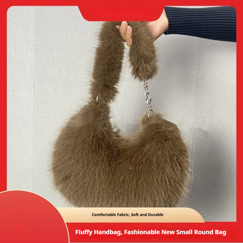 Plush Bucket Crossbody Bag – Adjustable Strap, Clasp Closure