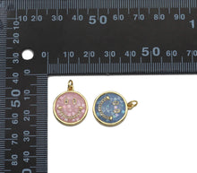 Load image into Gallery viewer, CZ Pave Mother of Pearl Smiley Face Charm, Sku#F1525