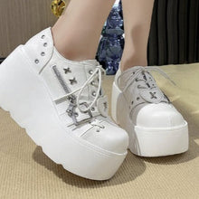 Load image into Gallery viewer, Women's Chunky Round-Toe Dr Martens Style Platform Boots | Side Zipper Wedge Heel