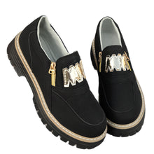 Load image into Gallery viewer, Women's Plus Size Chunky Platform Loafers | Side Zipper Block Heel Shoes