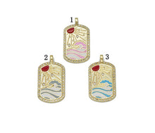 Load image into Gallery viewer, Enamel Sun Rising over the Sea Ocean Waves Tag Charm, Sku#JL146