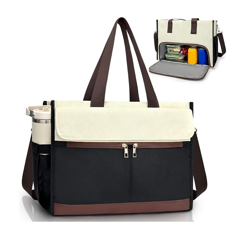 Women's Oxford Fabric Insulated Lunch Tote Bag – Large Capacity Crossbody