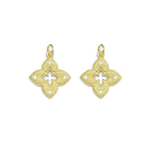 Load image into Gallery viewer, Clear CZ Gold Quatrefoil Flower Charm, Sku#LX366