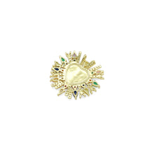 Load image into Gallery viewer, Colorful CZ Gold Virgin Mary Heart Charm, Sku#LX471