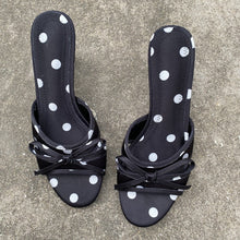 Load image into Gallery viewer, Women's Polka-Dot Bow-Knot Slippers - Elegant Satin High Heel Slip-On Shoes