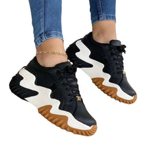 Load image into Gallery viewer, Women's Lace-Up Platform Sneakers | Patent Leather Round-Toe Chunky Heels