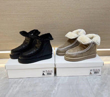 Load image into Gallery viewer, Women's Suede Snow Boots with Faux Fur Lining &amp; Bow Detail – Warm, Non-Slip, Flat Sole