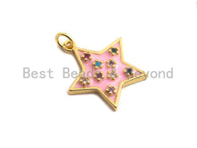 Load image into Gallery viewer, Colorful CZ on Star Enamel Pendant, Star Enamel Charm Pendant, White/Black/Blue/Red/Pink/Turquoise Star,20x21mm,sku#F934
