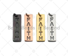 Load image into Gallery viewer, CZ Micro Pave Hollow Out Faith On Bar Pendant/Charm,Rectangle Cubic Zirconia Pendant, Silver/Gold /Rose Gold/Black Tone,10x29mm,Sku#ML07
