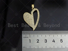 Load image into Gallery viewer, CZ Micro Pave Unbalanced Heart Charm/Pendant, half Heart Shape Charm, Heart Pave Pendant, Gold plated charm, 22x32mm, Sku#LK125
