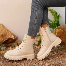 Load image into Gallery viewer, Women's Motorcycle Ankle Boots - Chunky Heel Side Zipper Boots