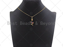 Load image into Gallery viewer, Colorful CZ Micro Pave Snake Shaped Pendant/Charm,Gold Big Cubic Zirconia Pendant Charm,13x33mm,sku#F1269