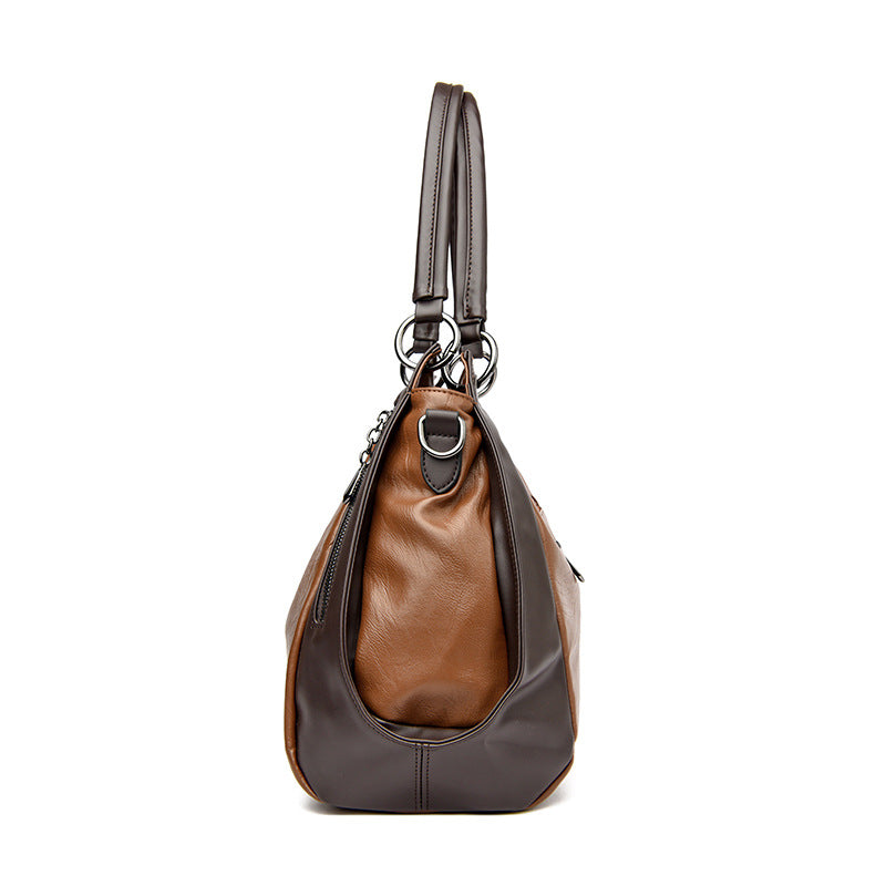 Women's Soft Leather Tote Bag - Urban Minimalist Shoulder Bag with Multiple Compartments