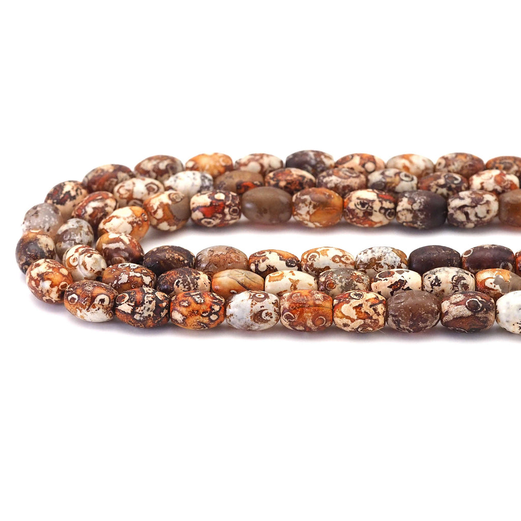 Red Brown Tibetan Agate Barrel Beads, Sku#U1738