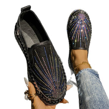 Load image into Gallery viewer, Women's Rhinestone Loafers - Casual Slip-On Dress Shoes with Thick Sole
