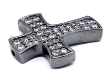 Load image into Gallery viewer, CZ Micro Pave Cross Link Connector, Cubic Zirconia Spacer Beads, 23x19mm, sku# E129C