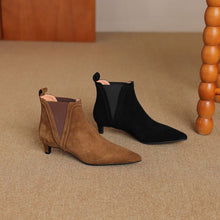 Load image into Gallery viewer, Women's Stiletto Suede Ankle Boots | French-Cut Mid-Calf Heeled Boots