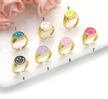 Load image into Gallery viewer, CZ Pave Enamel Smiley Face Ring, Sku#X363