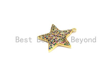Load image into Gallery viewer, Multi-Color CZ Micro Pave Five Star Pendant, Star Shaped Pave Pendant, Gold plated, 23x24mm, Sku#B108