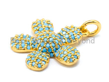 Load image into Gallery viewer, 16mm CZ Turquoise Micro Pave Daisy Flower Pendant,sku#L83