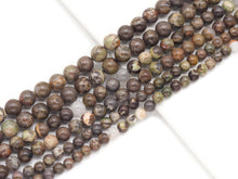 Load image into Gallery viewer, Natural Ocean Jasper Round Smooth Beads, Red Green Brown Matrix, Sku#U1325