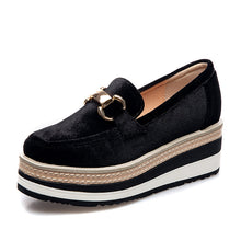 Load image into Gallery viewer, Metal Buckle Striped Wedge Slip-On Shoes