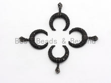 Load image into Gallery viewer, Black CZ Pave On Black Micro Pave Horn Charm Beads, Micro Paved Horn Pendant,19x19mm, sku#B97