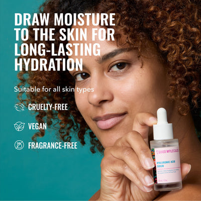 Good Molecules Hyaluronic Acid Serum - 1% Hyaluronic Acid, Non-Greasy, Ultra-Hydrating Serum for Plumper Skin, Skincare for Face, 1 fl oz
