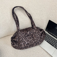 Load image into Gallery viewer, Women's Leopard Print Tote Bag - Soft Suede Shoulder Bag with Dual Straps