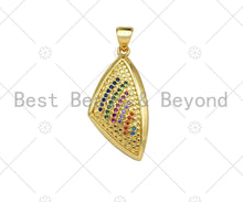 Load image into Gallery viewer, Golf Filled Colorful CZ Micro Pave Triangle Shell Shape Pendant, 18K Gold Filled Rainbow Charm, Necklace Bracelet Charm,14x28mm,Sku#LK331