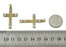 Load image into Gallery viewer, Gold Baguette CZ Cross Charm, Sku#LD305