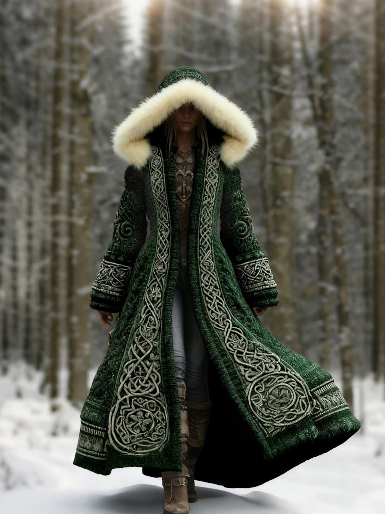 Long Loose-fitting Hooded Coat With A 3D Digital Print