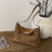 Load image into Gallery viewer, Women's Suede Bucket Crossbody Bag – Lock-Clasp Shoulder Bag with Double Straps