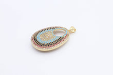 Load image into Gallery viewer, CZ Micro Pave Round Go-Go Evil Eye Pendant, Cubic Zirconia Pendant,23x37mm, sku#F8C