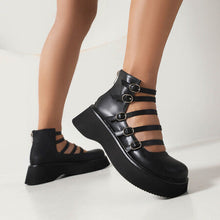 Load image into Gallery viewer, Women's Punk Style High-Top Boots with Belt Buckle &amp; Thick Sole - Waterproof Platform Ankle Boots