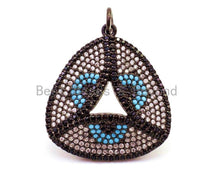 Load image into Gallery viewer, CZ Micro Pave Trillion Shape Evil Eye Pendant, Cubic Zirconia Pendant, 25x32mm, sku#F24
