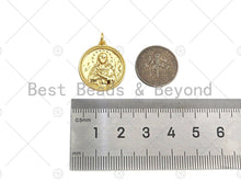 Load image into Gallery viewer, Dianty Embossment Virgin Mary On Round Coin Shape Pendant/Charm,Dainty Medallion Charm, Necklace Bracelet Charm Pendant,19x21mm, Sku#L510