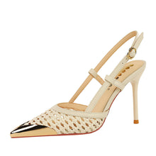 Load image into Gallery viewer, Women's Metallic Pointed-Toe Slingback Heels - Elegant High Heel Pumps