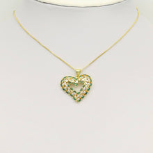 Load image into Gallery viewer, Green Clear Baguette CZ Heart Charm, Sku#LK943