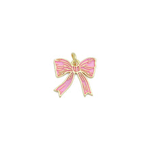 Load image into Gallery viewer, Pink Enamel Bow Charm Pendant,Sku#LK1209